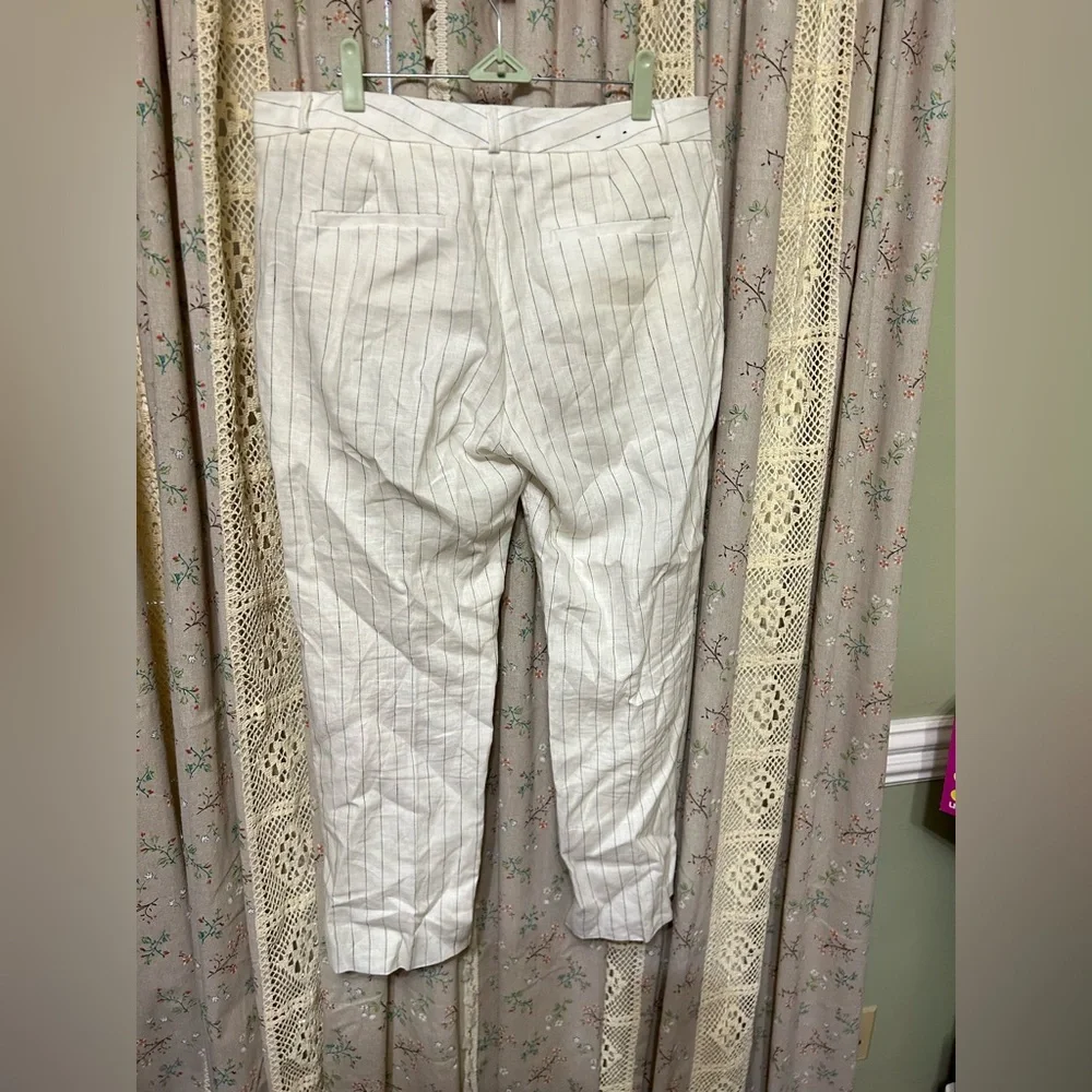 Banana Republic Reegan Linen‎ Pinstripe Pants 10 EUC